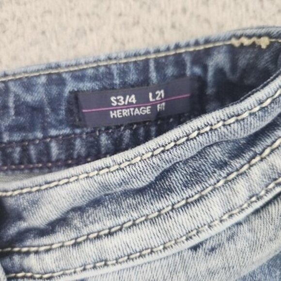 VIGOSS Jeans Women 3/4 Heritage Low Rise Chelsea Capri Heavy Embroidered Pocket - Picture 9 of 11